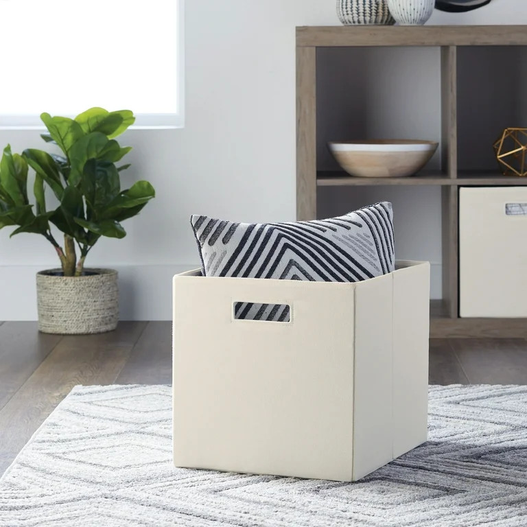 Better Homes & Gardens 12.75" Fabric Cube Storage Bin, Ivory - Walmart.com | Walmart (US)