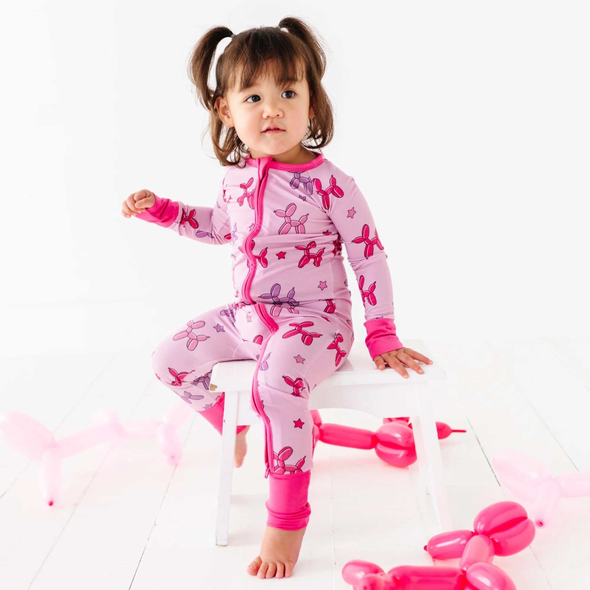 Girl Animal Balloons Convertible Footies | Kiki + Lulu | Kiki + Lulu