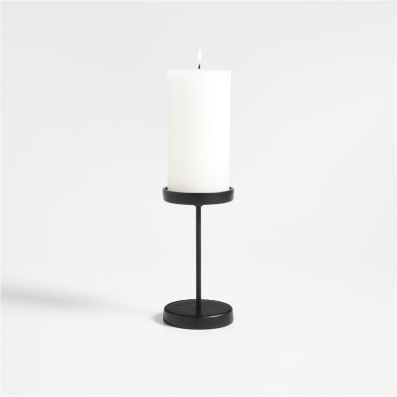 Tepes Metal Matte Black Pillar Candle Holder 6.25" + Reviews | Crate & Barrel | Crate & Barrel