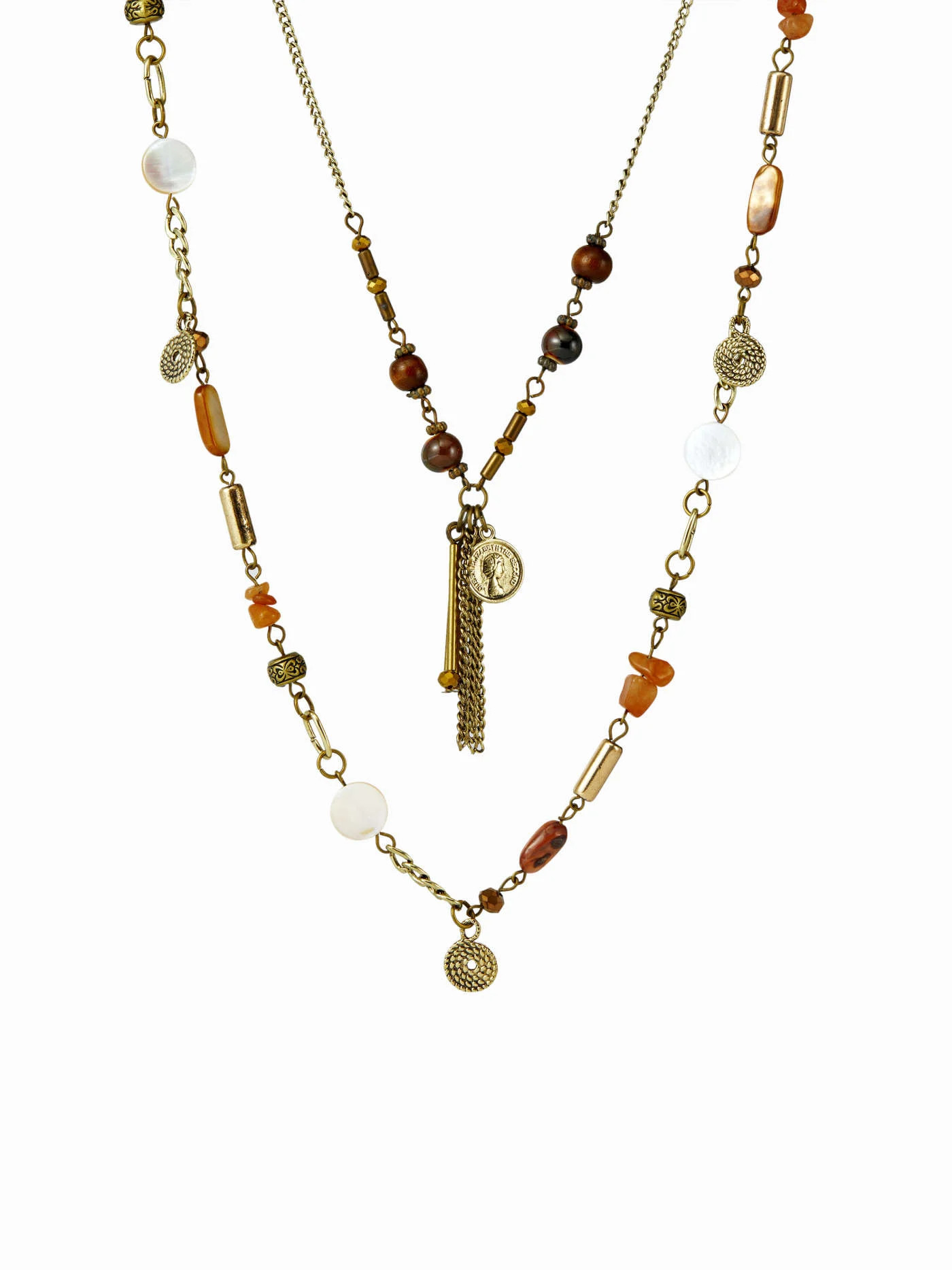 DOUBLE LAYERD STONE NECKLACE For Daily Casual Vacation | Cider