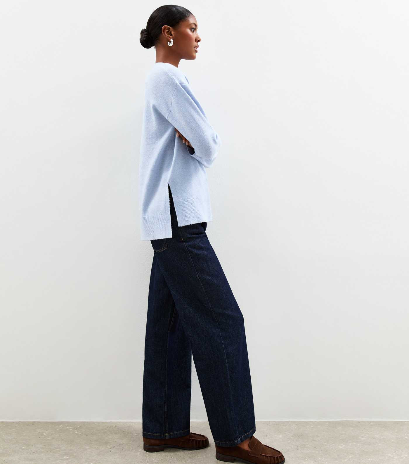 Light Blue Knitted Side Split Jumper | New Look | New Look (UK)