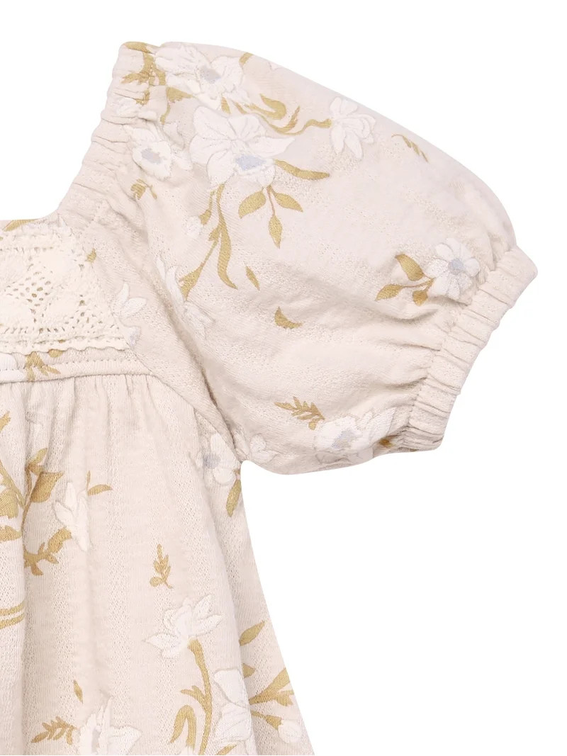 Modern Moments by Gerber Baby Girl Puff Sleeve Dress and Diaper Cover, 2-Piece, Sizes 0/3 Months ... | Walmart (US)