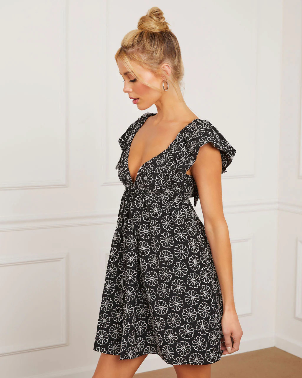 Daniela V-Neck Babydoll Mini Dress | VICI