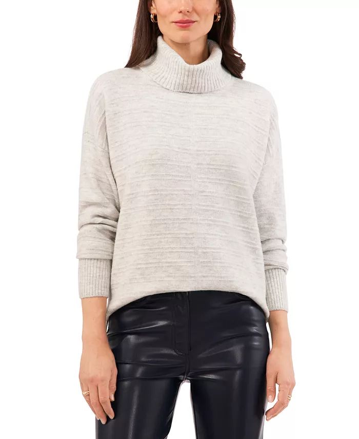 Women's Textured Turtleneck Drop-Shoulder Sweater | Macy's