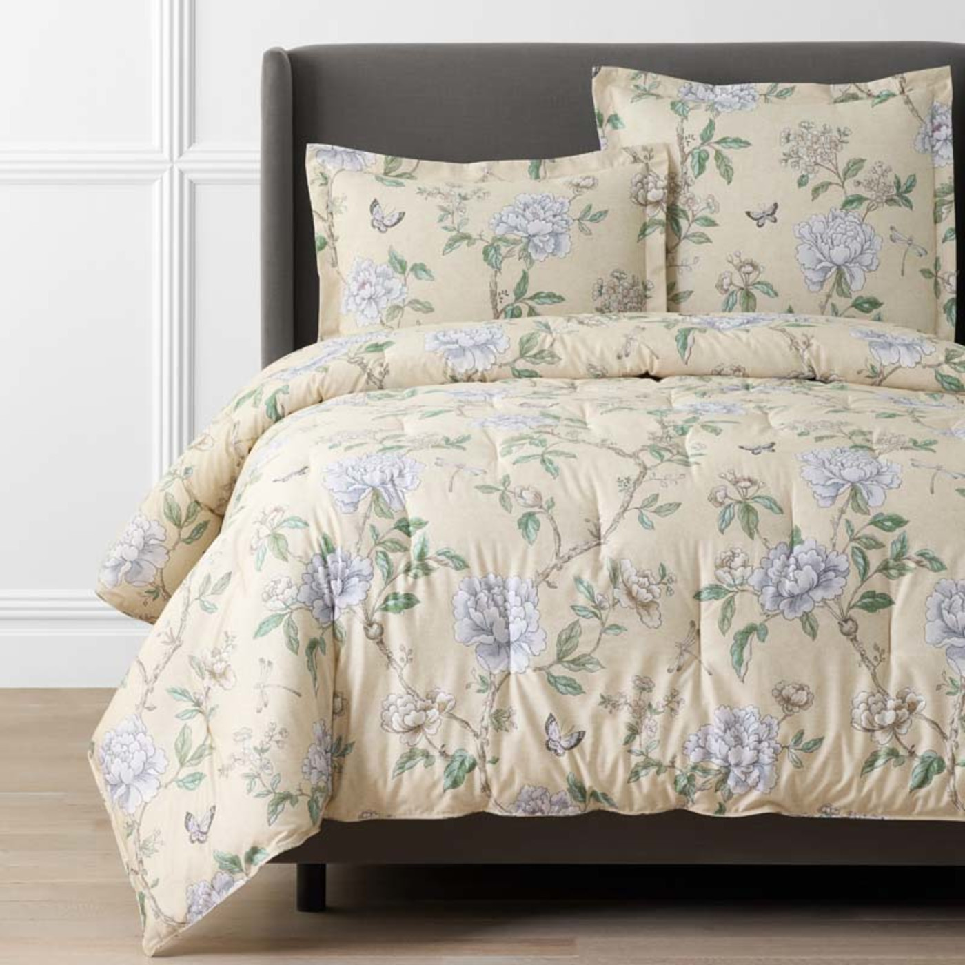 Peony Garden Premium Smooth Wrinkle-Free Sateen Comforter - Beige Tan, Full/Queen | The Company Store