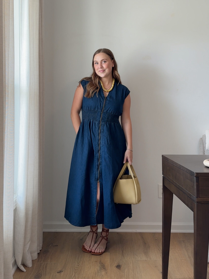 wearing size medium in this denim dress (nursing friendly by the way!)  

 Spring dresses, spring outfits 2026, vacation outfit

#LTKmomlife #LTKMidsize #LTKootd