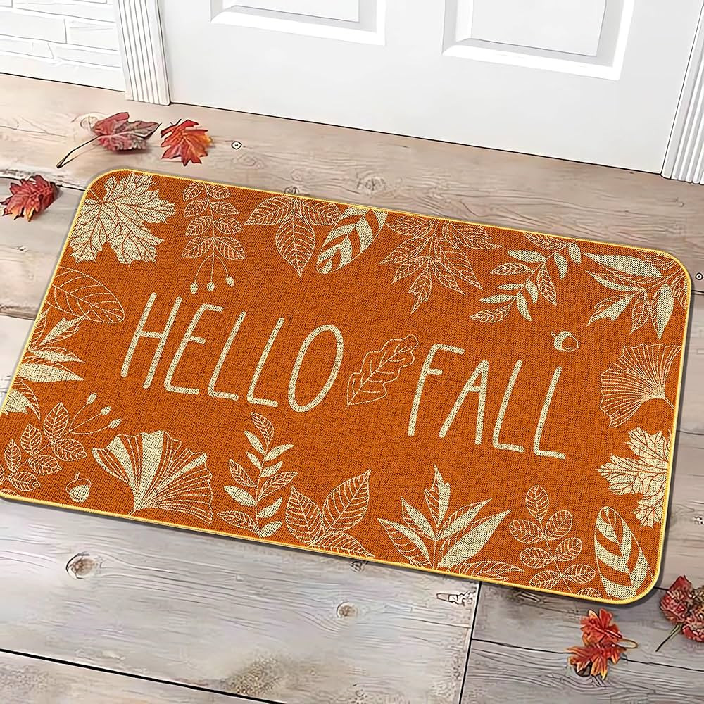 KORVITA Fall Welcome Door Mat Hello Autumn Floor Mat Thanksgiving Indoor Outdoor Entrance Mat Bathro | Amazon (US)