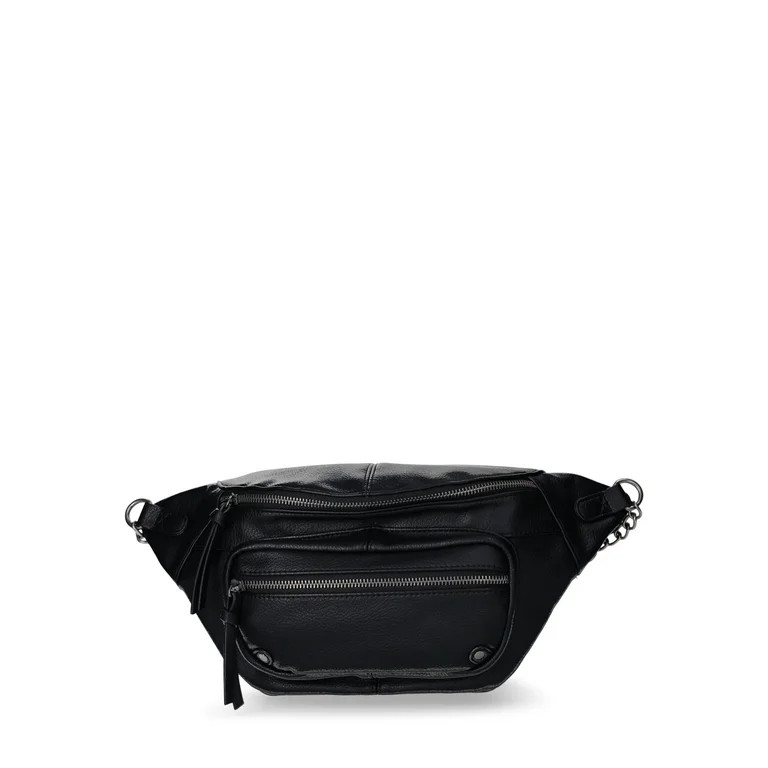 No Boundaries Women's Chain-Trimmed Crossbody Belt Bag - Walmart.com | Walmart (US)