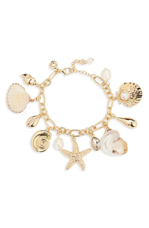 BaubleBar Linda Shell Charm Bracelet in Gold at Nordstrom | Nordstrom