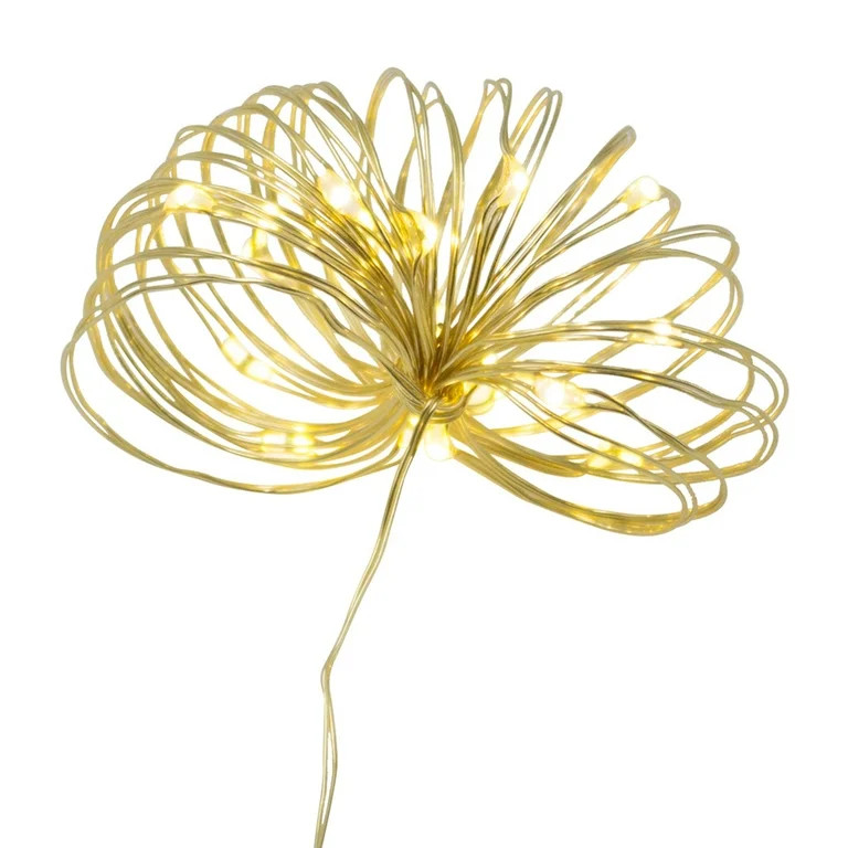 18-Count Warm White LED Christmas String Lights with Gold Wire,7 ft, by Holiday Time | Walmart (US)