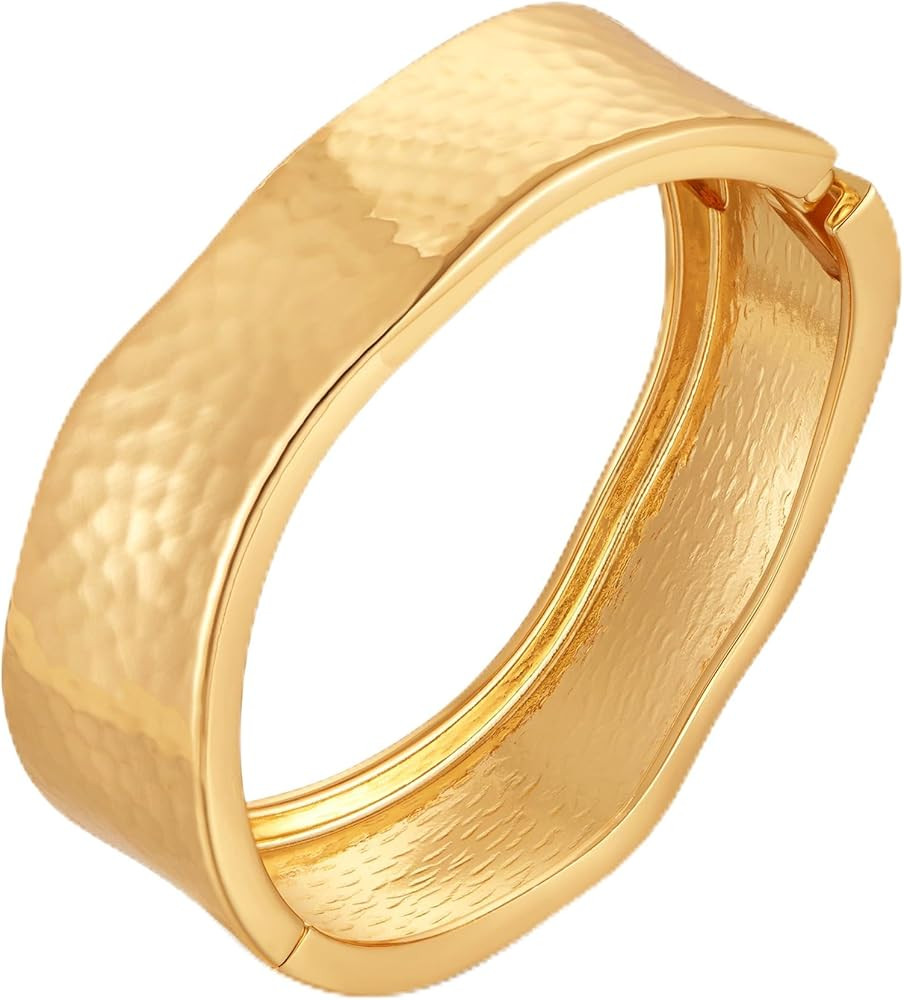 Chunky Gold Bangles Bracelet for Women Trendy Statement Bracelet Dainty Charm Gold Jewelry | Amazon (US)