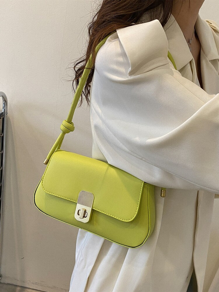 Baguette Tasche mit Neongrün Klappe | SHEIN