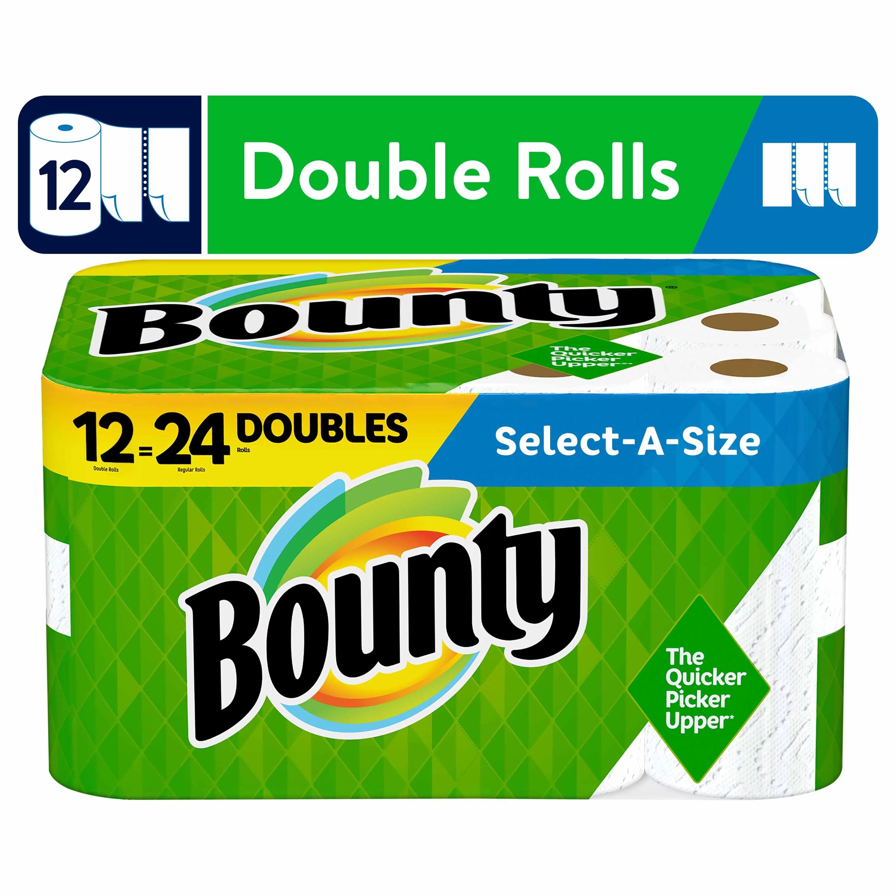 Bounty Select-A-Size Paper Towels, White, 12 Double Rolls | Walmart (US)