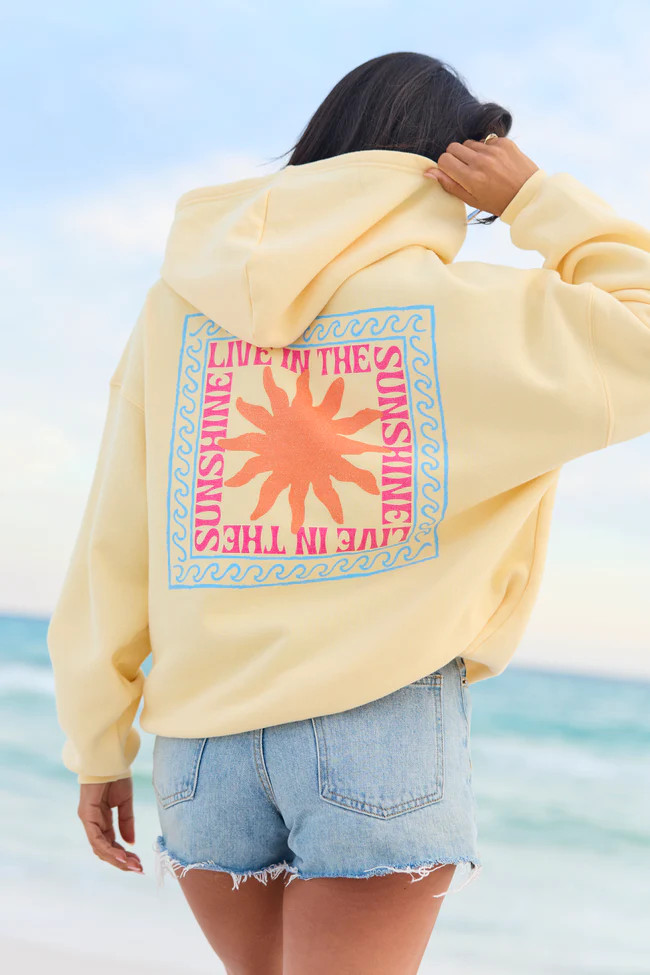 Live In The Sunshine Yellow Graphic Hoodie | Pink Lily