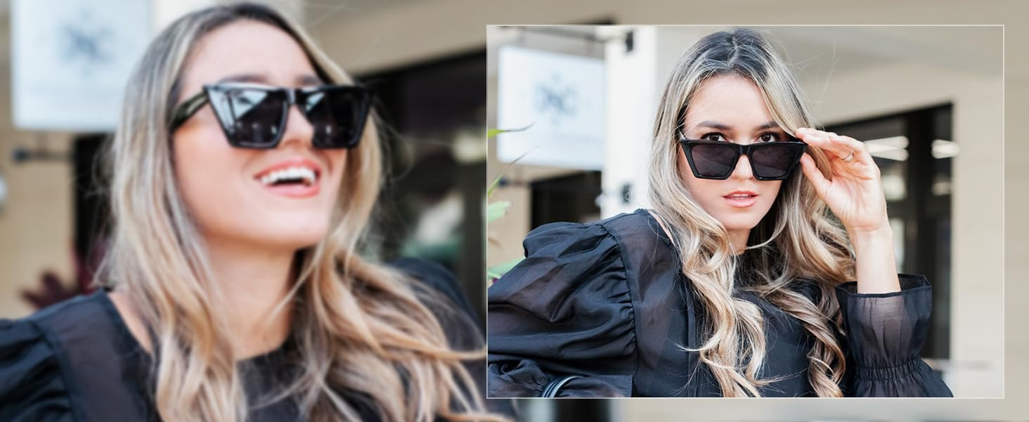 SOJOS Oversized Square Cateye Polarized Sunglasses for Women Men Big Trendy Sunnies SJ2115 | Amazon (US)