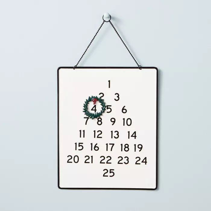 Metal Advent Calendar with Wreath Magnet Black/Cream - Hearth & Hand™ with Magnolia | Target