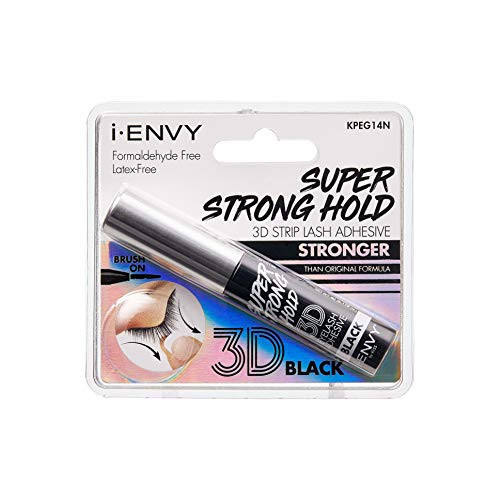 i-Envy Super Strong Hold 3D Strip Lash Glue Brush-On False Eyelash Adhesive, Waterproof, Hypoallergenic, Latex & Formaldehyde Free (Black) | Amazon (US)