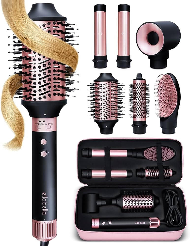 ELLA BELLA® 6 in 1 Professional Hot Air Styler • Powerful Hair Dryer & Straightener Set • St... | Amazon (US)