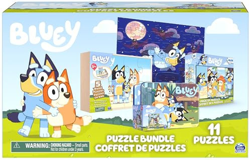 Bluey 11 Puzzle Bundle Set, 8- and 24-Piece Wood, Fuzzy, & Die-Cut Jigsaw Puzzles for Preschoolers and Kids | Amazon (US)