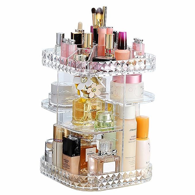 Makeup Organizer 360-Degree Rotating Cosmetic Storage Box, DIY Adjustable Large Capacity Cosmetic... | Amazon (US)