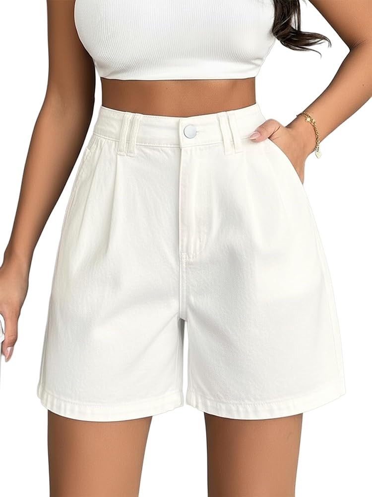 EMMIOL Jean Shorts for Women High Waisted Wide Leg Denim Shorts Stretchy 2026 Summer Casual Botto... | Amazon (US)