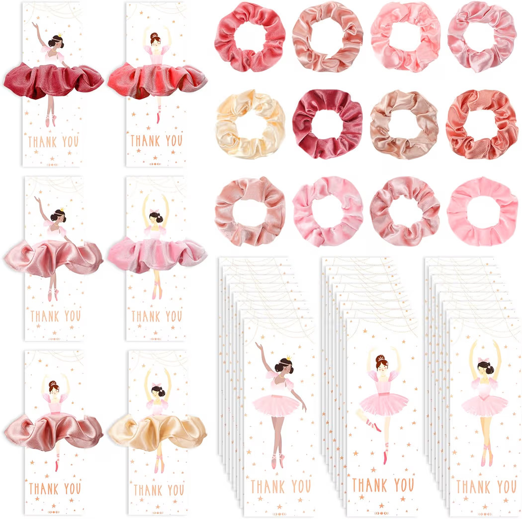 24 Sets Ballerina Party Favors Include 24 Pink Hair Scrunchies 24 Ballet Thank You Cards Ballet D... | Amazon (US)