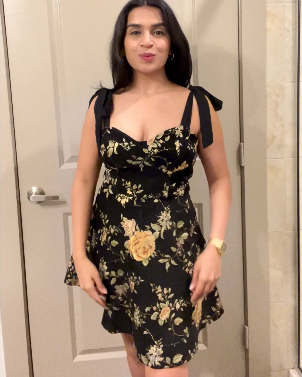 Black floral spring dress with tie up sleeves, A line style. Perfect for a spring outdoor picnic or day out 🖤

#LTKParties #LTKSeasonal #LTKTravel