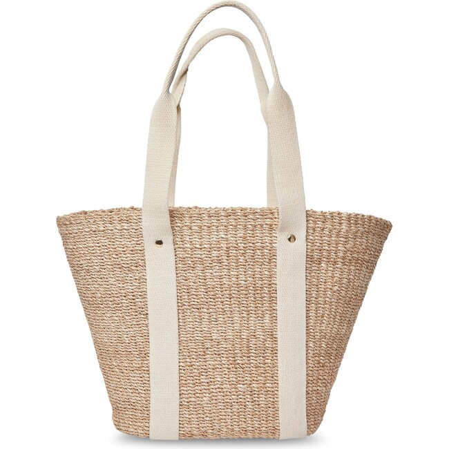 Kayu | Women's Toci Straw Cotton Handle Tote Bag, Ivory (Natural) | Maisonette | Maisonette