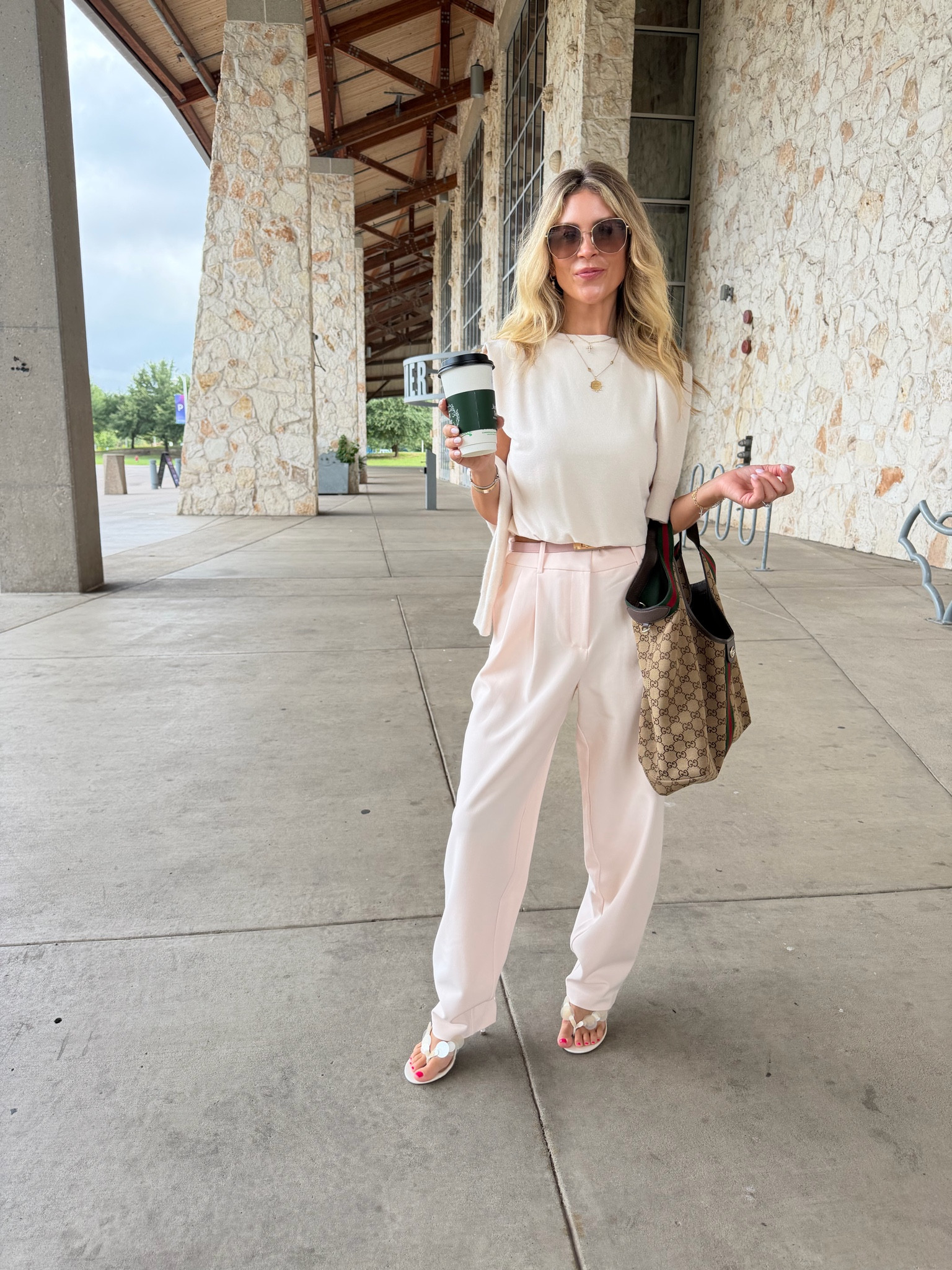 Love this look from my conference. These pants are awesome and come in several different color options from Walmart size down. I’m in size 0. ￼