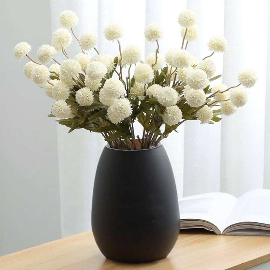 10PCS Artificial Chrysanthemum Ball Flowers Fake Mums with Long Stems Pom Pom Faux Mini Mum Flowe... | Amazon (US)