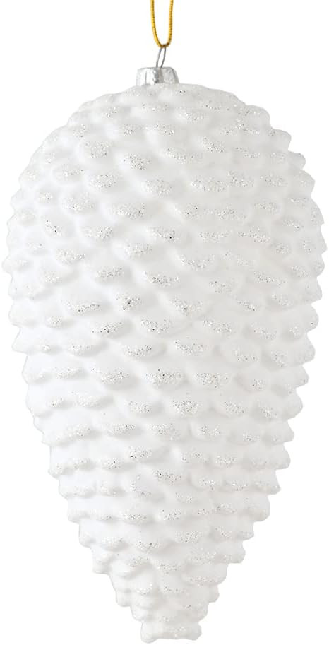 Vickerman 10" White Matte Glitter Pinecone Christmas Ornament. Includes 2 Pieces per Pack. | Amazon (US)