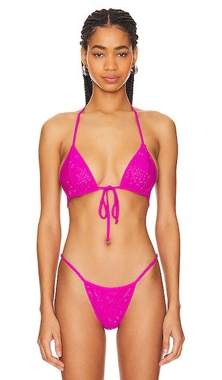 Tie Front Tiny Ties Bikini Top in Pink Glow002 | Revolve Clothing (Global)