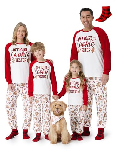 PATPAT Family Matching Christmas Pajamas Red and White Gingerbread Cookie Print Matching Family Christmas PJs with Socks, for Adults, Kids, Baby, and Pet | Amazon (US)