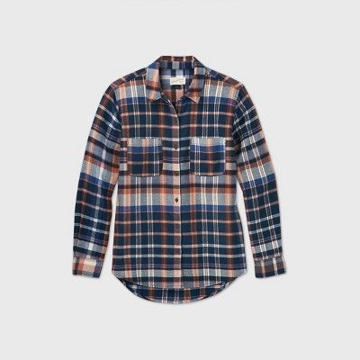 Women's Plaid Long Sleeve Button-Down Flannel S… | Target