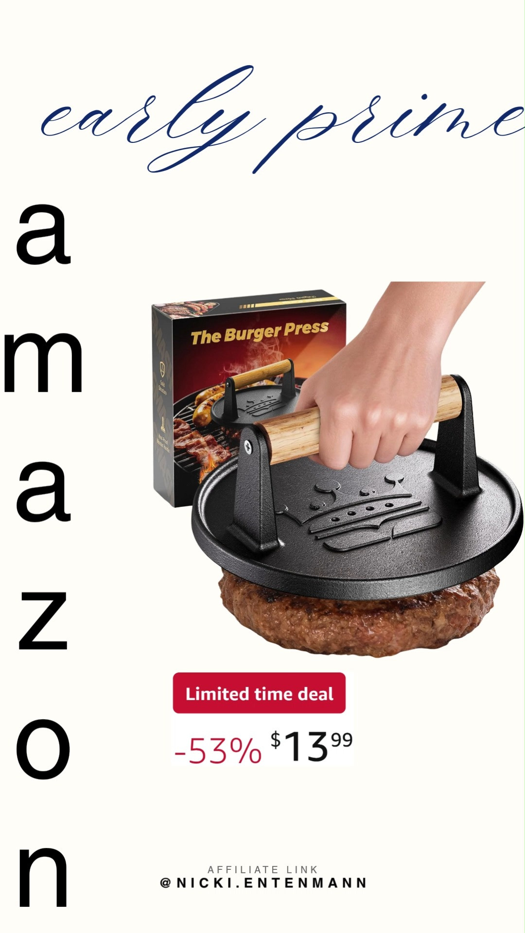 Cast iron flat round edge grill press with wood handle brings bold flavor to bacon, burgers, and more. Durable, classic, and chef‑approved, it makes cooking easier and tastier. 🍔🔥🍳  

#castiron #grillpress #baconpress #meatpress #burgerpress #chefpress #kitchenessentials #cookware #homecooking #bbqtools 

 #LTKfoodie #LTKHome #LTKSaleAlert