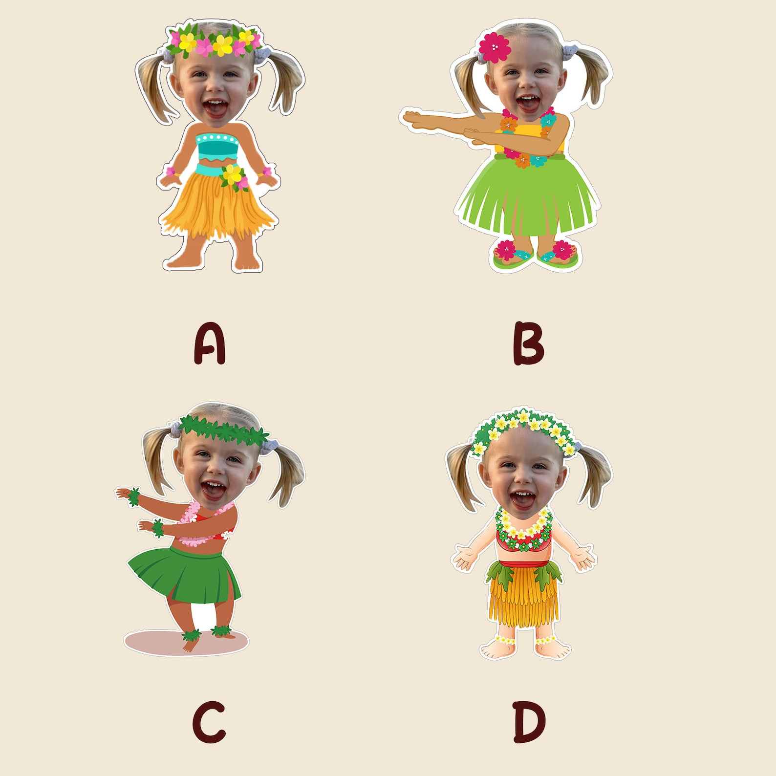 Custom Hula Girl Photo Cupcake Toppers Printable, Hawaiin Birthday Face Cupcake Toppers ,birthday... | Etsy (US)