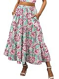 ANRABESS Women’s Summer Boho Flowy Swing Tiered A-Line Maxi Skirt 2025 Fashion Trendy Elastic W... | Amazon (US)