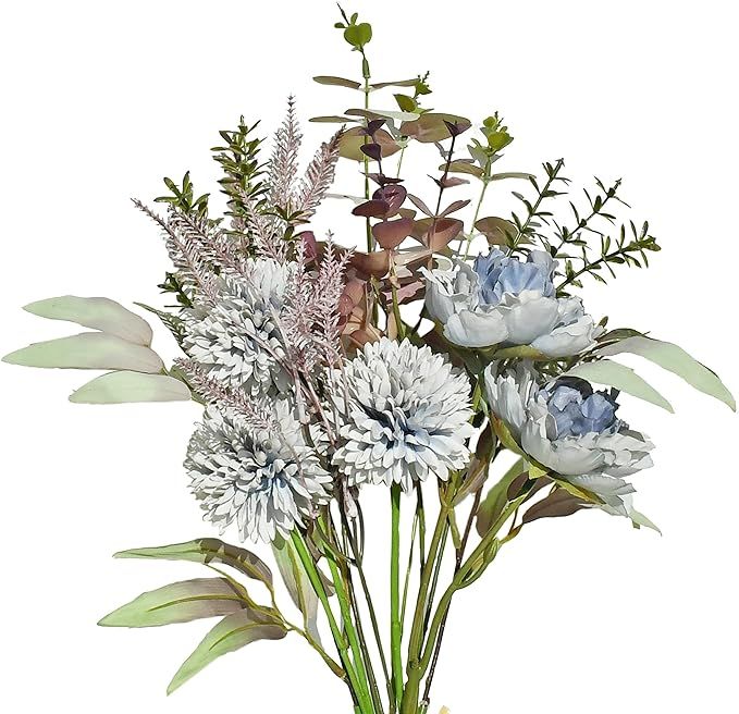 Mandy's 12pcs Blue Artificial Silk Fake Flowers Arrangements Bouquet Boho Style for Mother's Day ... | Amazon (US)