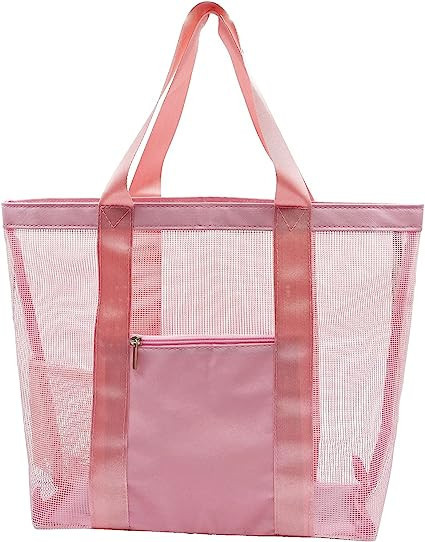 Mesh Beach Bag, ROSYQUARZ Beach Tote Bag, Lightweight Waterproof Sandproof Beach Toy Bag, Durable... | Amazon (US)