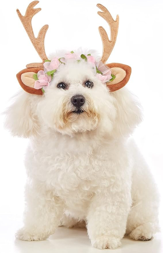 Impoosy Pet Christmas Costume Hat Merry Christmas Dog Antlers Headbands Elastic Band Adjustable R... | Amazon (US)