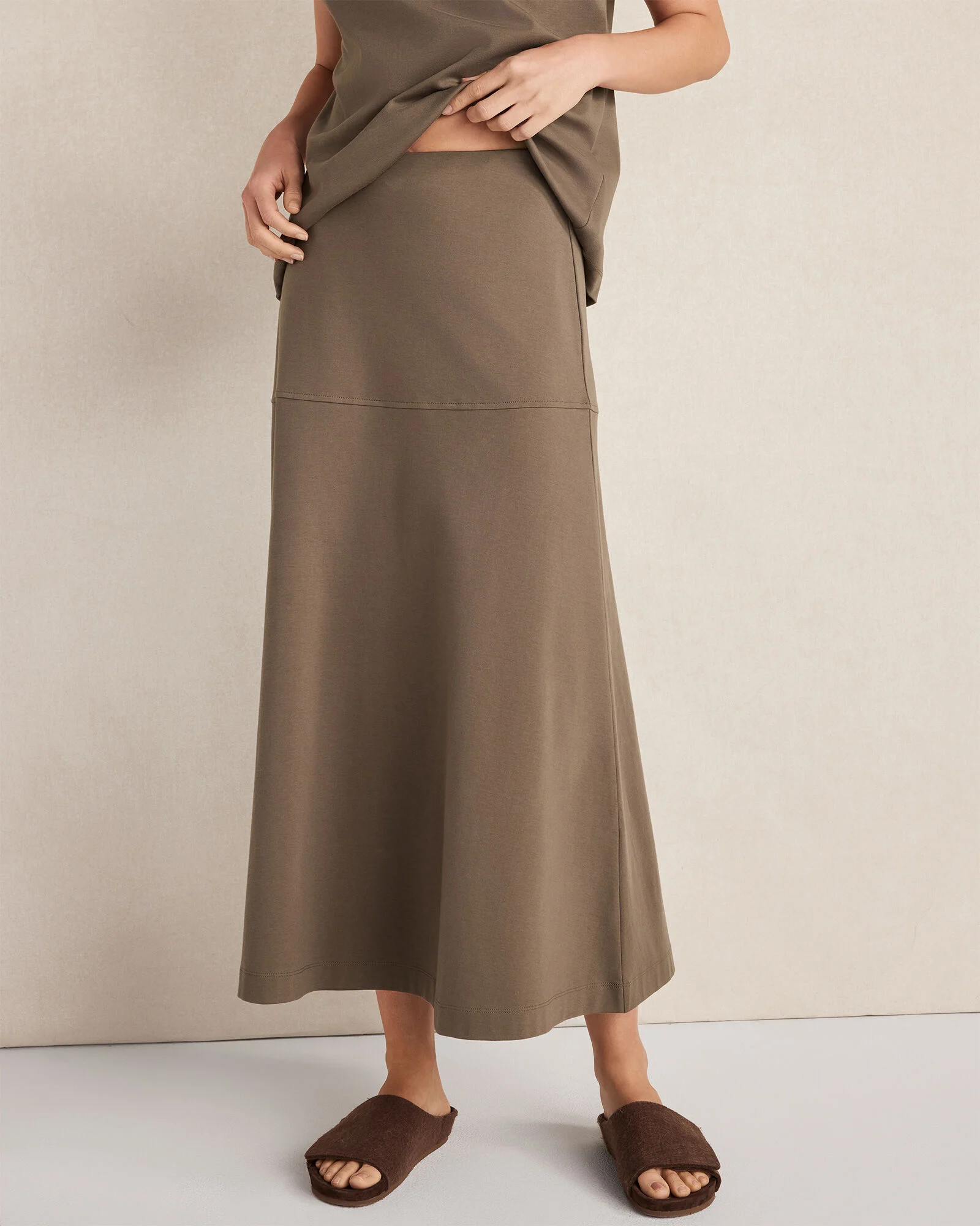 Organic Cotton Interlock Midi Skirt | Talbots