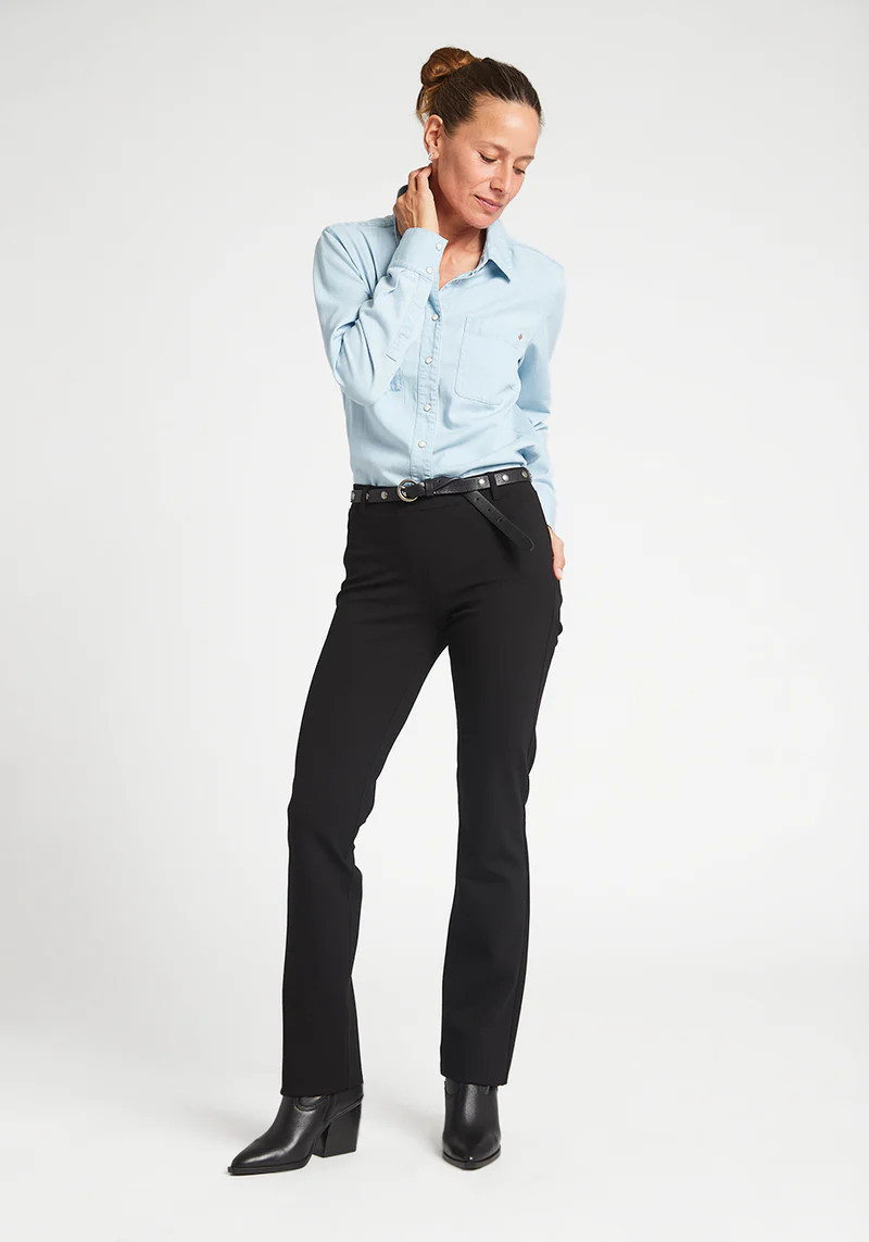Straight-Leg | Two-Pocket Dress Pant Yoga Pants (Black) | Betabrand