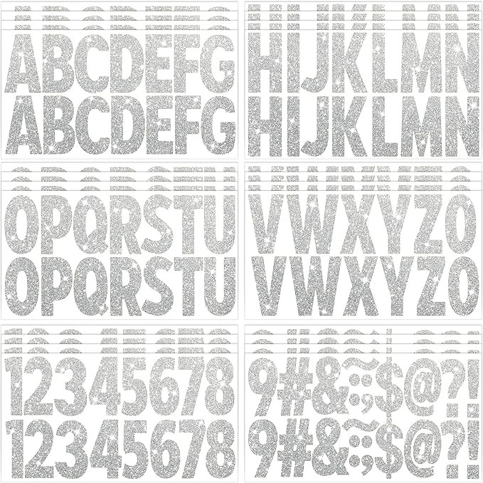 376 Pcs 24 Sheets Large Letter Stickers Glitter Big Font Alphabet Number Self Adhesive Vinyl Stic... | Amazon (US)