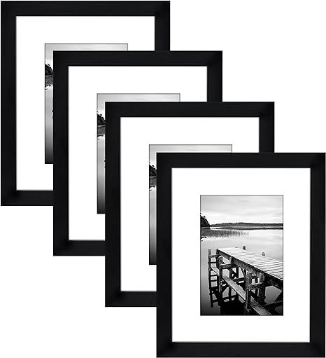 Americanflat 4 Piece Black Picture Frame Set | Displays 8x10 inch Photos. Shatter-Resistant Glass... | Amazon (US)