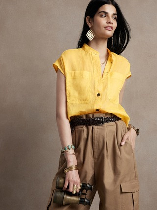 Petite Ramie Utility Shirt | Banana Republic (US)