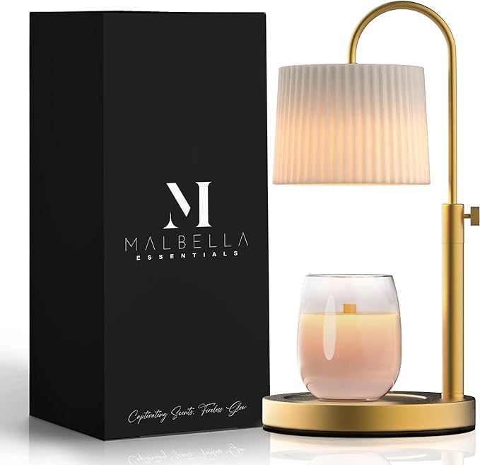 Malbella Essentials Glass Candle Warmer Lamp: Adjustable Height Candle Lamp, Dimmer, ON/Off Timer... | Amazon (US)