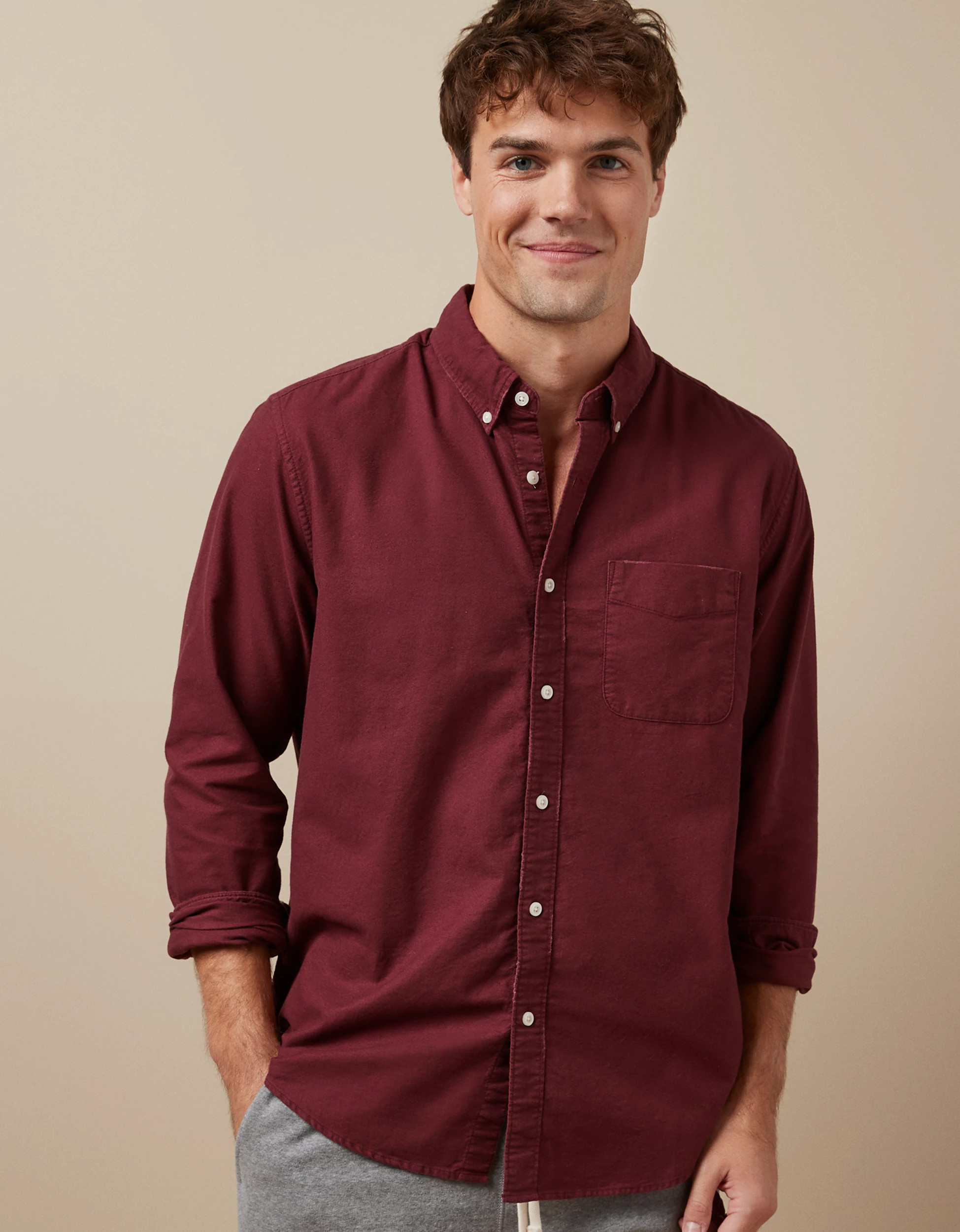 AE Everyday Oxford Button-Up Shirt | American Eagle Outfitters (US & CA)