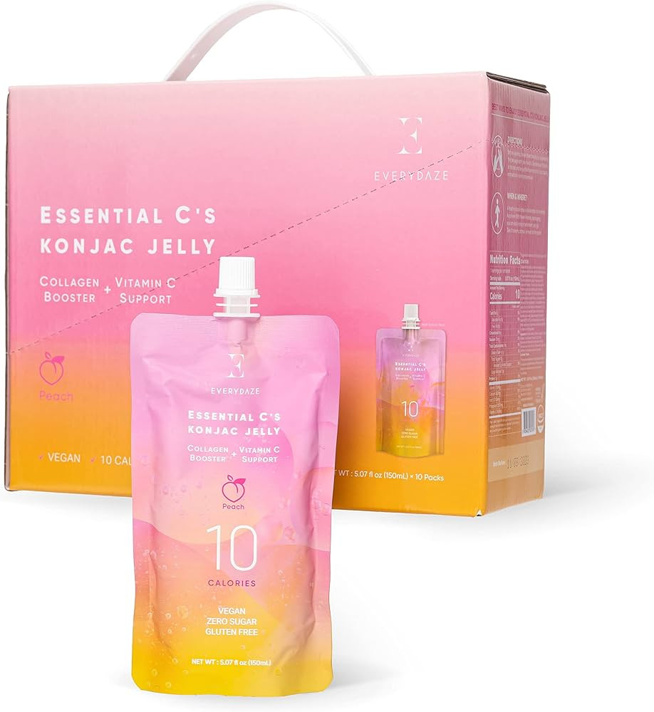 EVERYDAZE Essential C’s Collagen + Vitamin C Konjac Jelly | Vegan, 10 Calories, 0 Sugar | Peach... | Amazon (US)