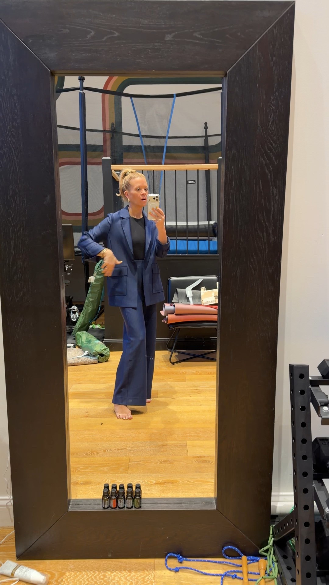 Def not Friday! New fav pinstripe navy suit. Buttery soft, Fablectics style. Wearing small. Gimme 10 more. 

#LTKActive #LTKWorkwear #LTKOver40
