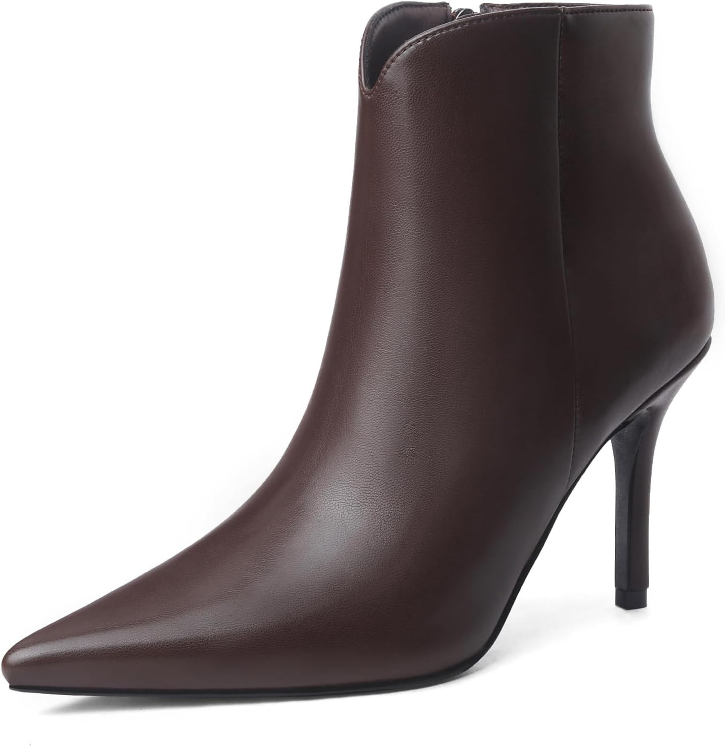 Ankle Boots for Women, Pointed Toe Stiletto High Heel V-Cut Booties | Amazon (US)